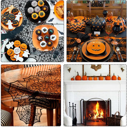 Halloween Table Runner Black Halloween Tablecloth Halloween Decorations Indoor Halloween Decor Lace Halloween Table Cloth Spider Web Halloween Kitchen Decor Halloween Party Dinner Table Decoration