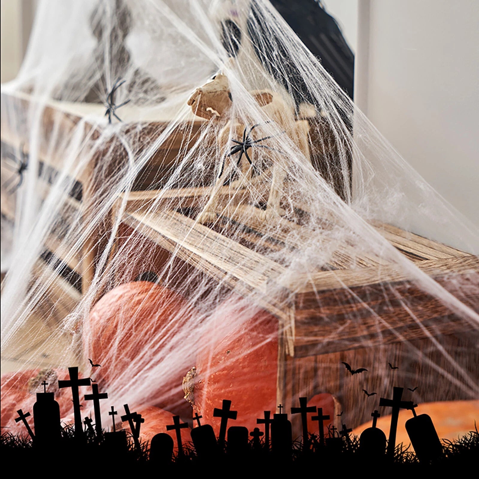 2 Packs Spider Web with Spiders Halloween Party Decoration Indoor Outdoor Scary