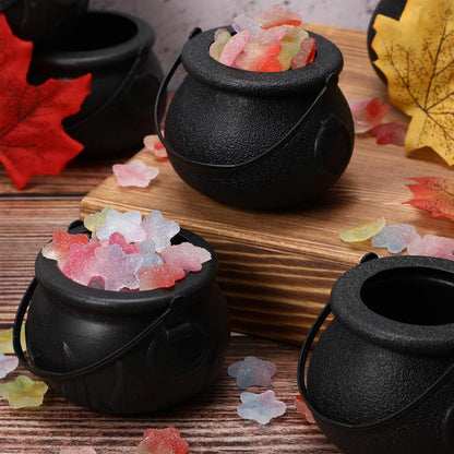 12PCS Halloween Witch Lantern Black Flame Candy Bucket Portable Decoration Props