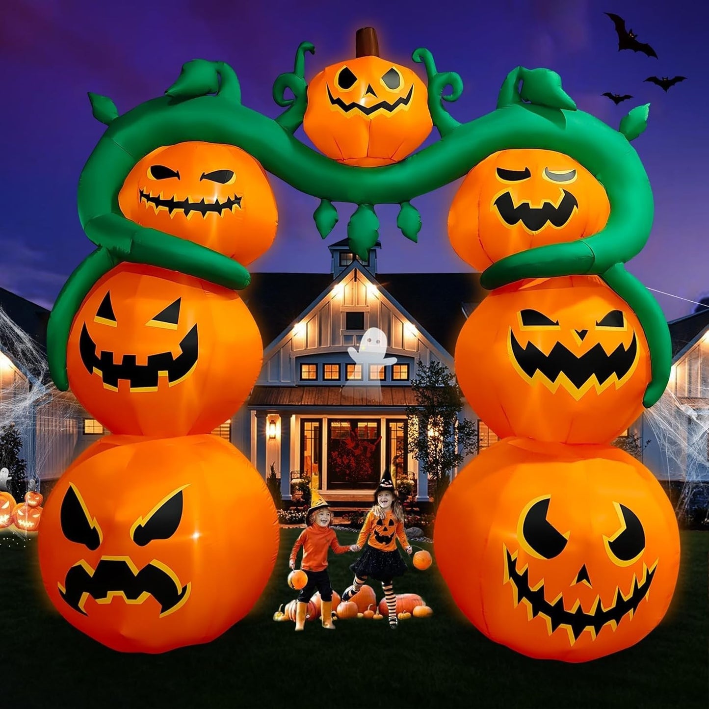 9 Ft Halloween Inflatable Pumpkin Archway Decoration LED Light up Giant Blow Up