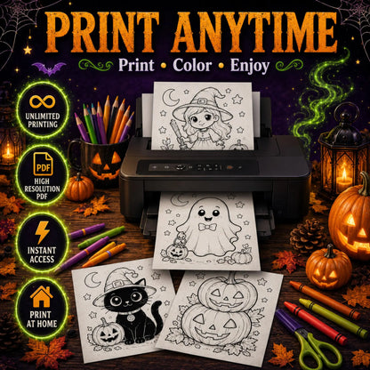 Spooky Coloring Book Bundle for Kids and Adults, 850+ Printable Pages PDF, Cozy Cute Witchy Halloween & Hygge Coloring Books