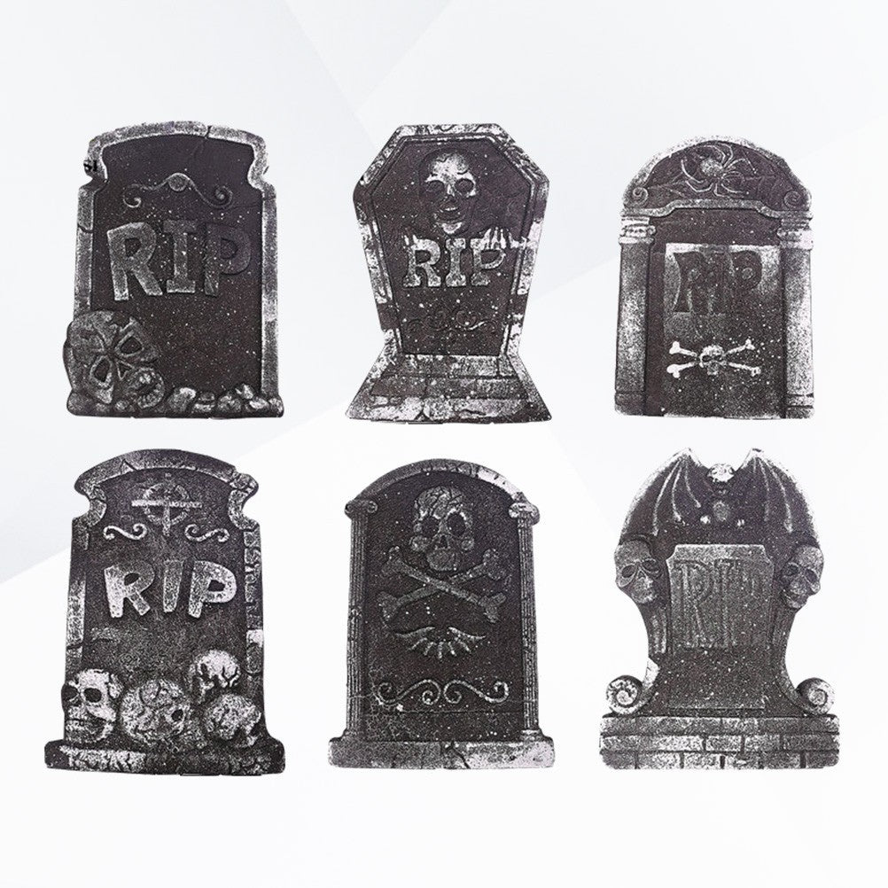 6 PCS Tombstone Decorations Outdoor Halloween Grave for Cemetery Yard Signs