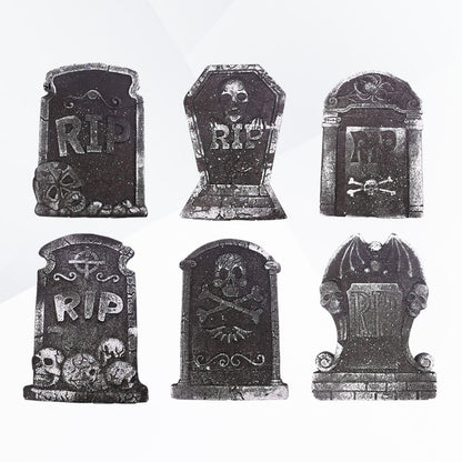 6 PCS Tombstone Decorations Outdoor Halloween Grave for Cemetery Yard Signs