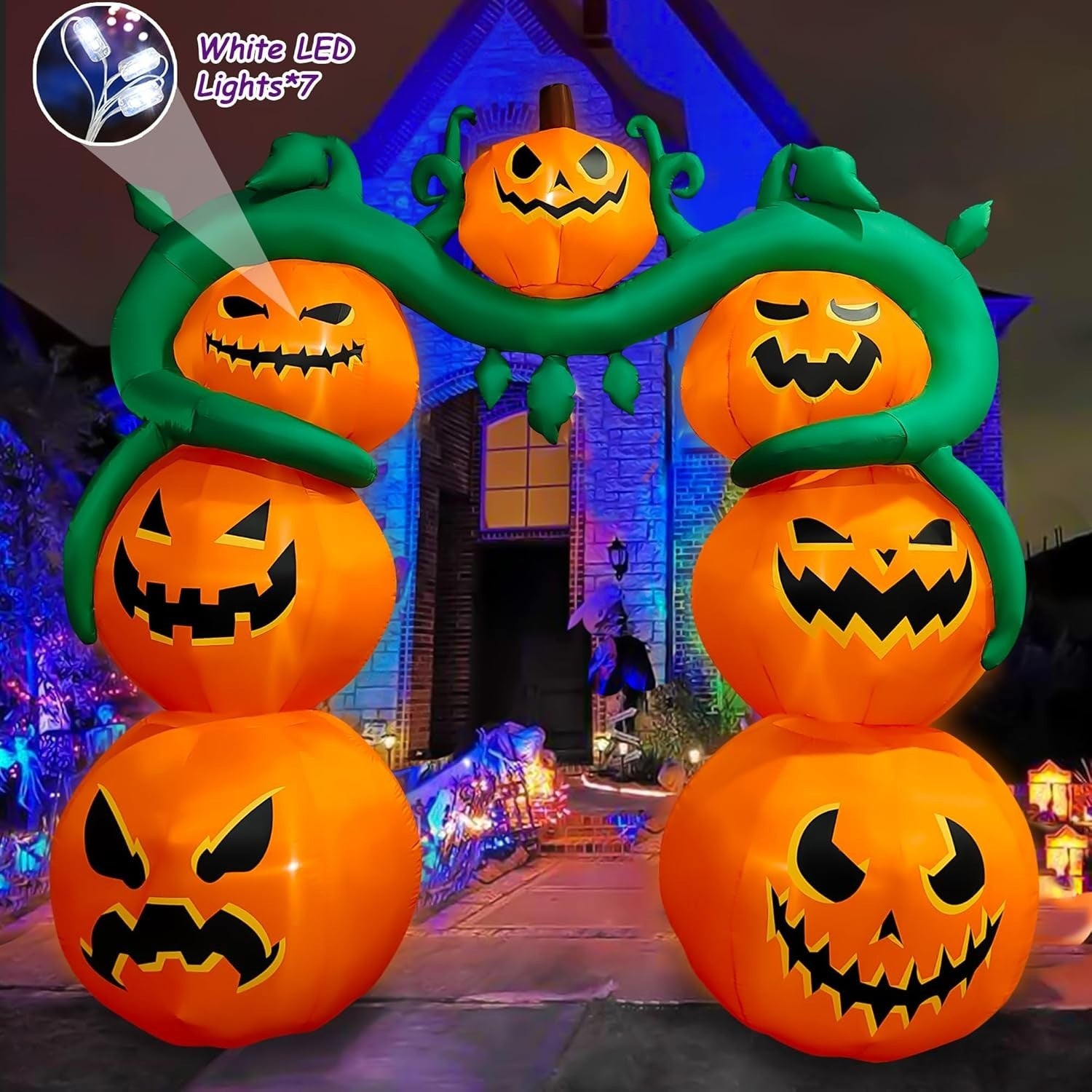 9 Ft Halloween Inflatable Pumpkin Archway Decoration LED Light up Giant Blow Up
