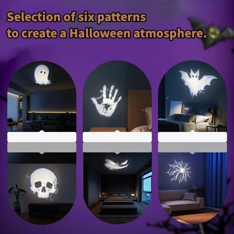 Halloween USB Projector Light Skull Nightlight Ghost LED Lamp 360Degree Rotating