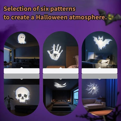 Halloween USB Projector Light Skull Nightlight Ghost LED Lamp 360Degree Rotating