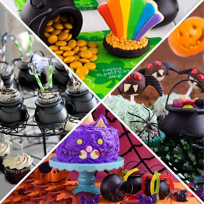 12PCS Halloween Witch Lantern Black Flame Candy Bucket Portable Decoration Props