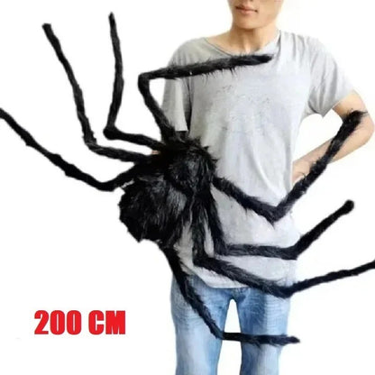 Halloween Giant Plush Spider Decoration Scary Black Hairy Spider Prop
