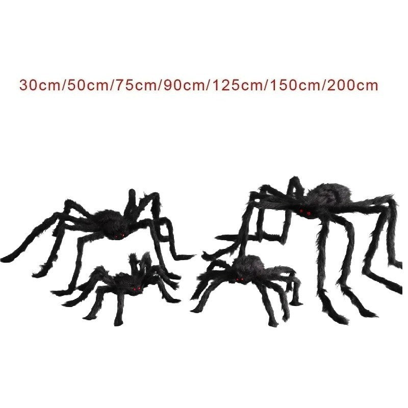 Halloween Giant Plush Spider Decoration Scary Black Hairy Spider Prop