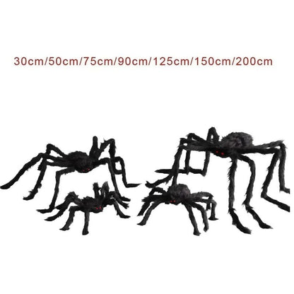 Halloween Giant Plush Spider Decoration Scary Black Hairy Spider Prop
