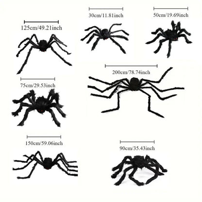 Halloween Giant Plush Spider Decoration Scary Black Hairy Spider Prop