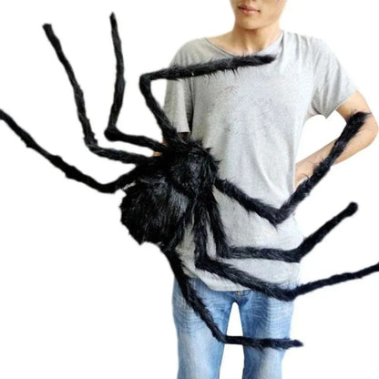 Halloween Giant Plush Spider Decoration Scary Black Hairy Spider Prop